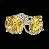 Image 3 : 2.04 ctw Certified Intense Yellow Diamond Stud Earrings 10k White Gold - REF-294X5A