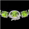 Image 1 : 80 ctw Peridot & VS/SI Diamond Micro Pave Necklace 14k White Gold - REF-418N2F