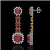 Image 2 : 19.88 ctw Ruby & Diamond Earrings 14K Yellow Gold - REF-336M4G