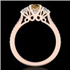 Image 3 : 1.67 ctw Intense Fancy Yellow Diamond Art Deco Ring 18k Rose Gold - REF-227M3G