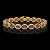 Image 1 : 14.63 ctw Garnet & Diamond Micro Pave Halo Bracelet 10k Yellow Gold - REF-263Y6X