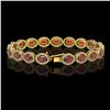 Image 2 : 14.63 ctw Garnet & Diamond Micro Pave Halo Bracelet 10k Yellow Gold - REF-263Y6X