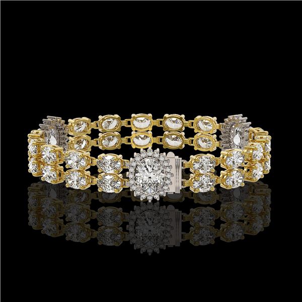 14.86 ctw Rare Oval Diamond Bracelet 18K Yellow Gold - REF-2152N8F