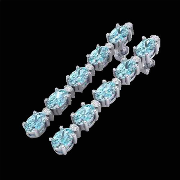 15.47 ctw Sky Blue Topaz & VS/SI Certified Diamond Earrings 10k White Gold - REF-81K8Y