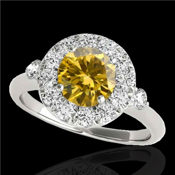 1.5 ctw Certified SI/I Fancy Intense Yellow Diamond Ring 10k White Gold - REF-184N3F