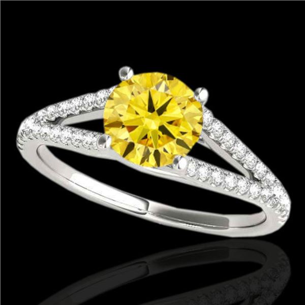 1.25 ctw Certified SI/I Fancy Intense Yellow Diamond Ring 10k White Gold - REF-177X3A