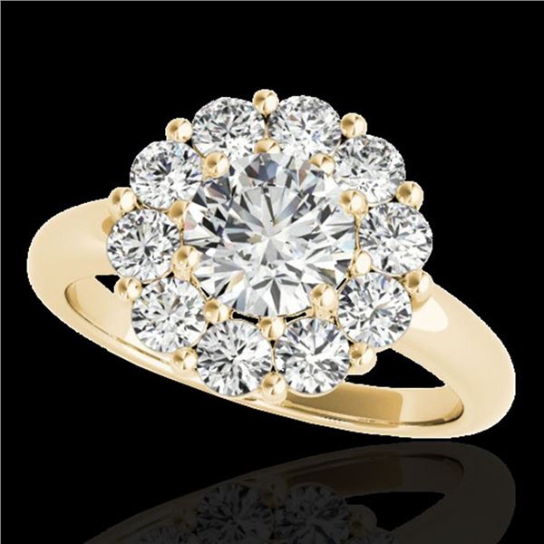 2.09 ctw Certified Diamond Solitaire Halo Ring 10k Yellow Gold - REF-225A2N