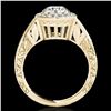 Image 2 : 1.75 ctw Certified Diamond Solitaire Halo Ring 10k Yellow Gold - REF-354X5A
