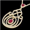 Image 2 : 3.20 ctw Ruby & Micro Pave Diamond Heart Necklace 14k Yellow Gold - REF-212F8M