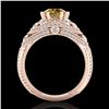 Image 3 : 2 ctw Intense Yellow Diamond Engagment Art Deco Ring 18k Rose Gold - REF-436G4W