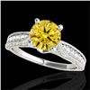 Image 1 : 1.5 ctw Certified SI Intense Yellow Diamond Antique Ring 10k White Gold - REF-259G3W