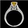 Image 2 : 1.5 ctw Certified SI Intense Yellow Diamond Antique Ring 10k White Gold - REF-259G3W