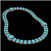 Image 2 : 29.85 ctw Turquoise & Diamond Necklace 14K Rose Gold - REF-527A3N