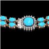 Image 3 : 29.85 ctw Turquoise & Diamond Necklace 14K Rose Gold - REF-527A3N