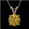 Image 1 : 1.25 ctw Certified Intense Yellow Diamond Necklace 10k Rose Gold - REF-196M4G