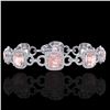 Image 1 : 22 ctw Morganite & Micro VS/SI Diamond Bracelet 14k White Gold - REF-575K5Y