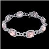 Image 2 : 22 ctw Morganite & Micro VS/SI Diamond Bracelet 14k White Gold - REF-575K5Y