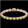Image 2 : 29 ctw Citrine & VS/SI Diamond Micro Pave Bracelet 14k Rose Gold - REF-117A3N