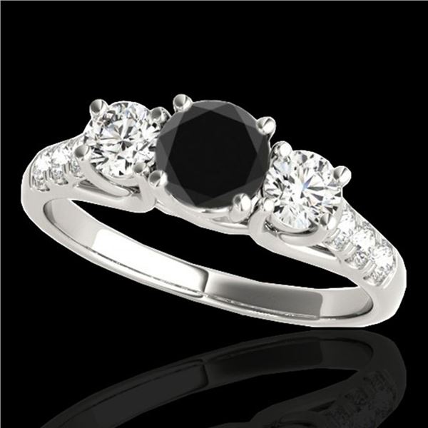 3.25 ctw Certified VS Black Diamond 3 Stone Ring 10k White Gold - REF-190R9K