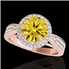 Image 1 : 1.65 ctw Certified SI/I Fancy Intense Yellow Diamond Ring 10k Rose Gold - REF-204F5M