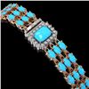 Image 2 : 19.27 ctw Turquoise & Diamond Bracelet 14K Rose Gold - REF-318G2W