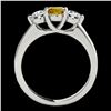 Image 2 : 3 ctw SI/I Fancy Intense Yellow Diamond 3 Stone Ring 10k White Gold - REF-510A8N