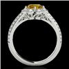 Image 2 : 2.05 ctw Certified SI/I Fancy Intense Yellow Diamond Ring 10k White Gold - REF-340W9H