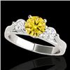 Image 1 : 1.50 ctw SI/I Fancy Intense Yellow Diamond 3 Stone Ring 10k White Gold - REF-225Y2X