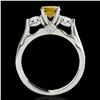 Image 2 : 1.50 ctw SI/I Fancy Intense Yellow Diamond 3 Stone Ring 10k White Gold - REF-225Y2X