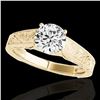 Image 1 : 1.5 ctw Certified Diamond Solitaire Antique Ring 10k Yellow Gold - REF-327R3K