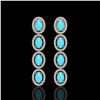 Image 1 : 4.84 ctw Turquoise & Diamond Micro Pave Halo Earrings 10k Rose Gold - REF-110M9G