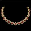 Image 1 : 111.75 ctw Certified Ruby & Diamond Victorian Necklace 14K Yellow Gold - REF-3015H5R