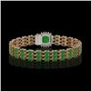 Image 3 : 20.93 ctw Jade & Diamond Bracelet 14K Rose Gold - REF-281Y8X