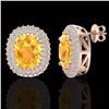 Image 2 : 6 ctw Citrine & Micro Pave VS/SI Diamond Earrings 14k Rose Gold - REF-118K2Y