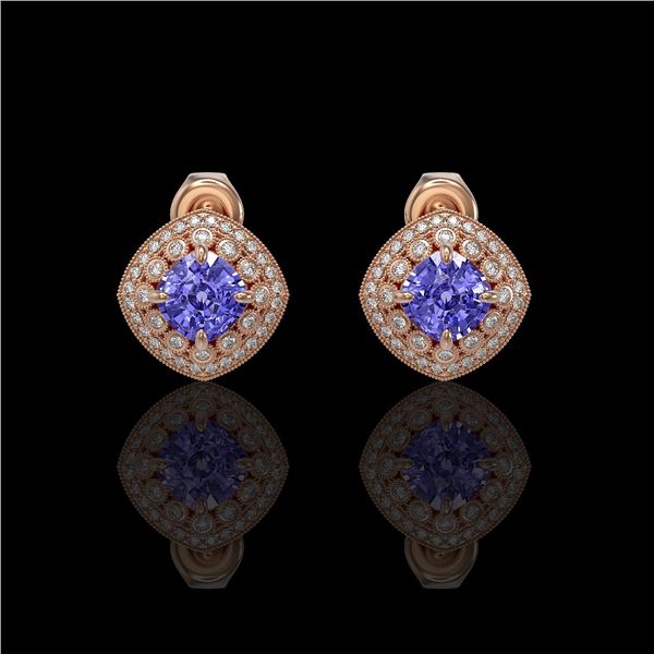 5.09 ctw Tanzanite & Diamond Victorian Earrings 14K Rose Gold - REF-152X5A