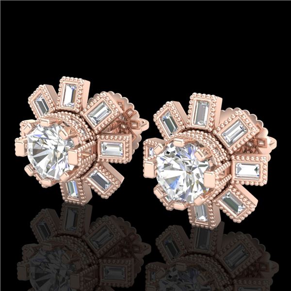 1.77 ctw VS/SI Diamond Solitaire Art Deco Stud Earrings 18k Rose Gold - REF-263Y6X