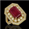 Image 1 : 7.11 ctw Certified Ruby & Diamond Victorian Ring 14K Yellow Gold - REF-171M5G