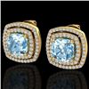 Image 1 : 4.05 ctw Sky Blue Topaz & Micro VS/SI Diamond Earrings 18k Yellow Gold - REF-104K4Y
