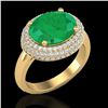 Image 1 : 4.50 ctw Emerald & Micro Pave VS/SI Diamond Ring 18k Yellow Gold - REF-119H6R