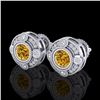 Image 1 : 1.5 ctw Intense Fancy Yellow Diamond Art Deco Earrings 18k White Gold - REF-245A5N