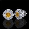 Image 2 : 1.5 ctw Intense Fancy Yellow Diamond Art Deco Earrings 18k White Gold - REF-245A5N