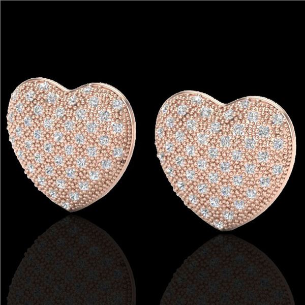 1.50 ctw Micro Pave VS/SI Diamond Heart Earrings 14k Rose Gold - REF-110M4G