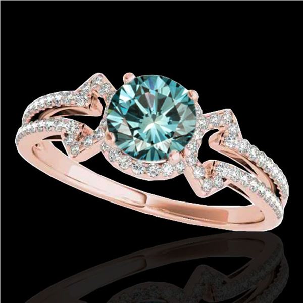 1.36 ctw SI Certified Fancy Blue Diamond Solitaire Ring 10k Rose Gold - REF-126Y8X