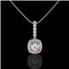 Image 2 : 2.15 ctw Morganite & Diamond Victorian Necklace 14K White Gold - REF-86N8F