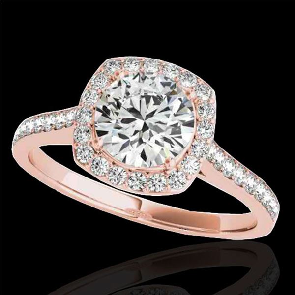 1.65 ctw Certified Diamond Solitaire Halo Ring 10k Rose Gold - REF-244Y3X