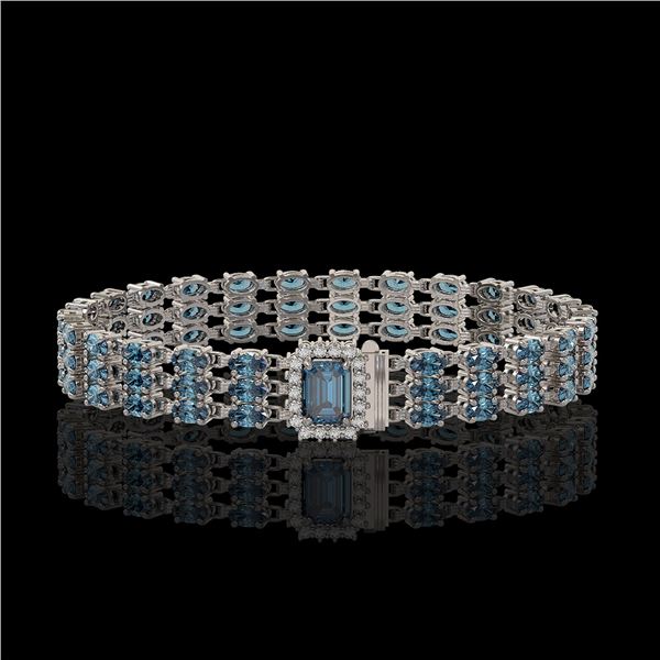 26.02 ctw London Topaz & Diamond Bracelet 14K White Gold - REF-318G2W