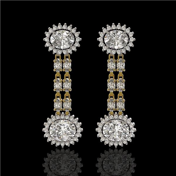 7.47 ctw Rare Oval Diamond Earrings 18K Yellow Gold - REF-1286K8Y