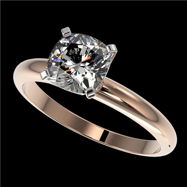 1.25 ctw Certified VS/SI Quality Cushion Cut Diamond Ring 10k Rose Gold - REF-304M6G