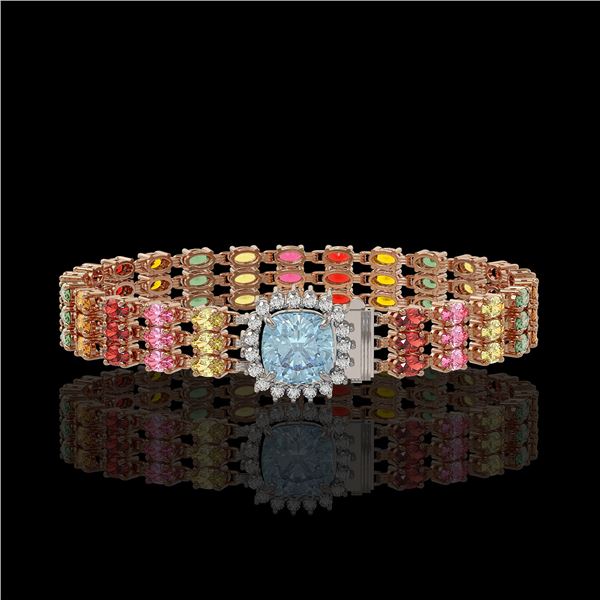 33.04 ctw Sapphire & Diamond Bracelet 14K Rose Gold - REF-340Y5X