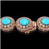 Image 3 : 86.75 ctw Turquoise & Diamond Victorian Necklace 14K Rose Gold - REF-2583G6W